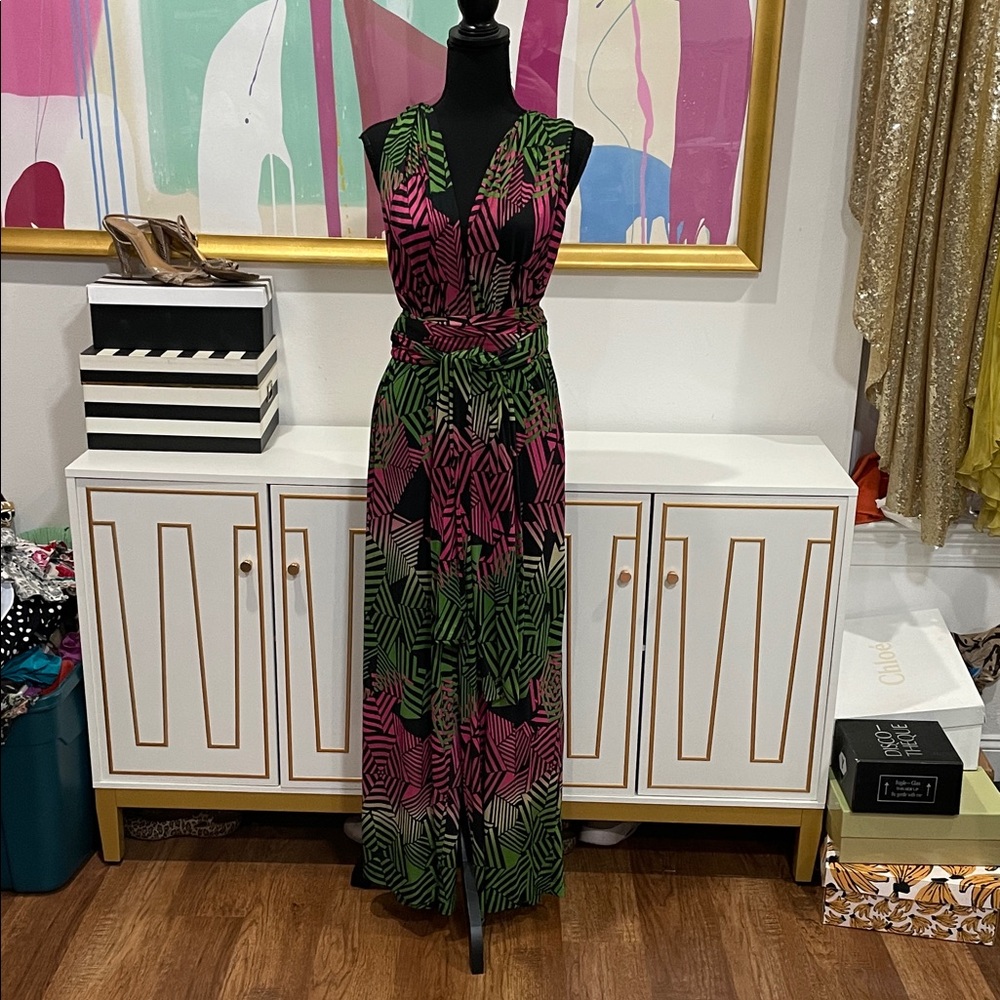 90s “Infinity” Pink and Green Convertible Jumpsuit